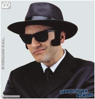 Blues Brothers Kostüm mit schmaler original krawatte brille koteletten hut
