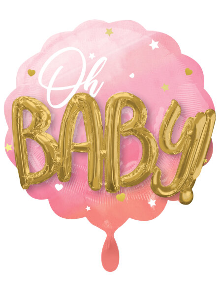 Folienballon Oh Baby Girl mit 3D Effekt