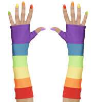 Fingerlose Regenbogen Satin Handschuhe