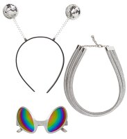 Alien Kostüm Set Brille Haarreif und Halsband