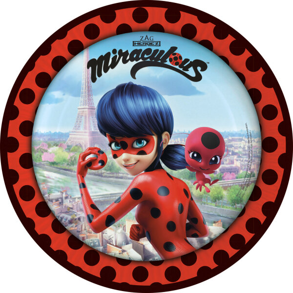 8 Party Teller 23 cm Miraculous Ladybug