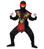 Roter Ninja Samurai Kostüm für Kinder mit Waffen