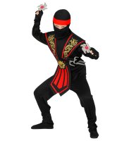 Roter Ninja Samurai Kostüm für Kinder mit Waffen