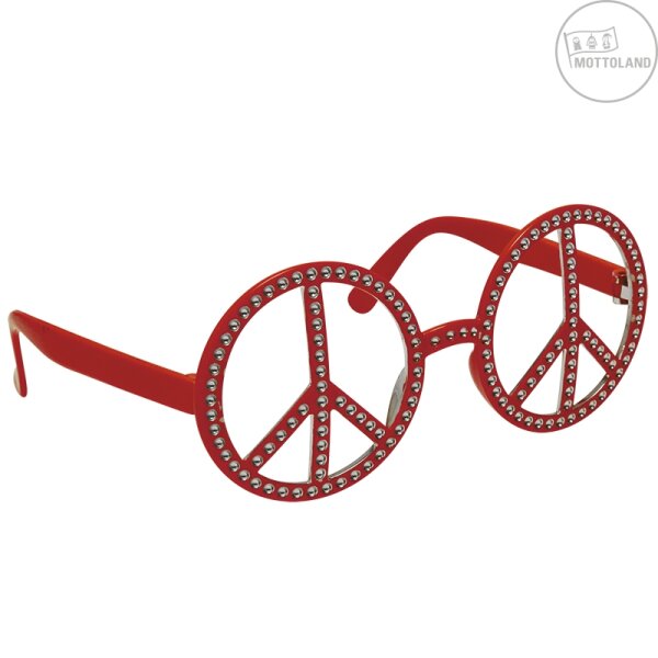 Hippie Peace Brille für die 70er Jahre Party rot