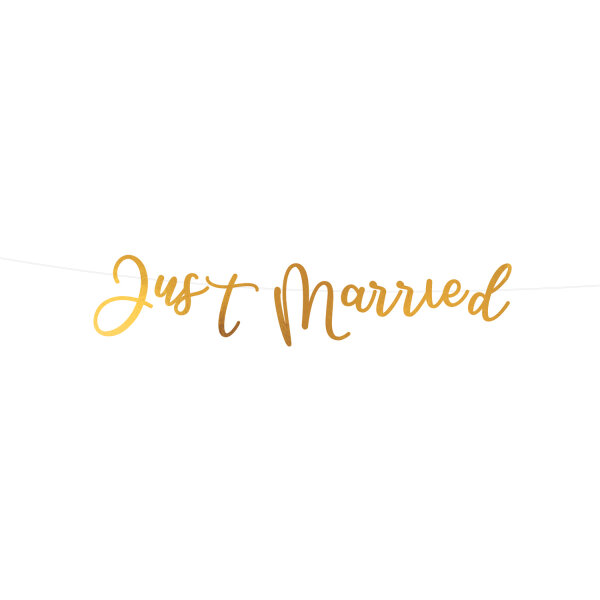 Just Married Girlande zur Hochzeit in gold