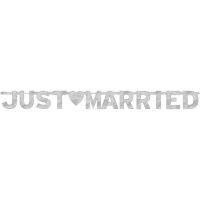 Just Married Girlande zur Hochzeit in silber