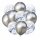 Set aus 10 Ballons Chrome & Konfetti in silber