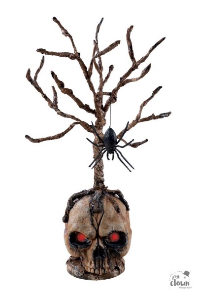 Mumifizierter Totenkopf mit Baum und Spinne