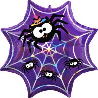 Halloween Folienballon Spinnweben mit spinne 55 cm