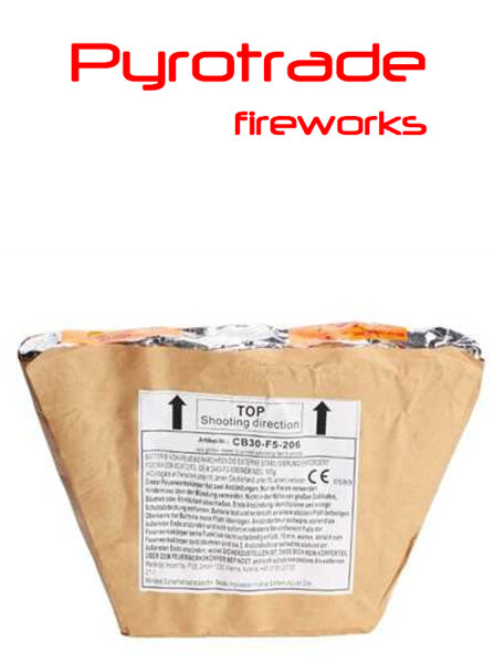 Pyrotrade Feuerwerk Batterie Red Glitter mine to Silver Farfalle