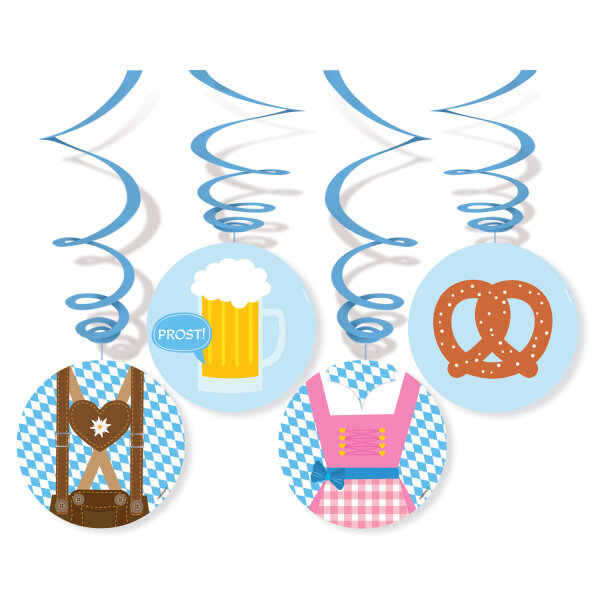 4 Oktoberfest Swirlgirlanden mit Bayern Motiven