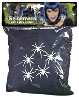 Halloween Riesen Spinnweben 100g schwarz mit Spinnen