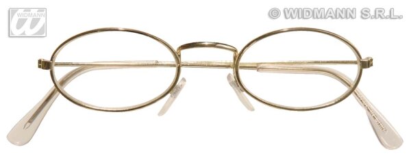 Brille mit goldenem Gestell oval 20 er Jahre oder Weihnachtsmann