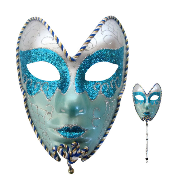 Venezianische Maske am Stab Stabmaske zum Karneval in Venedig