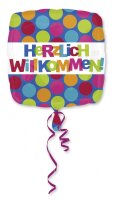 Folienballon Herzlich Willkommen 43cm Konfetti