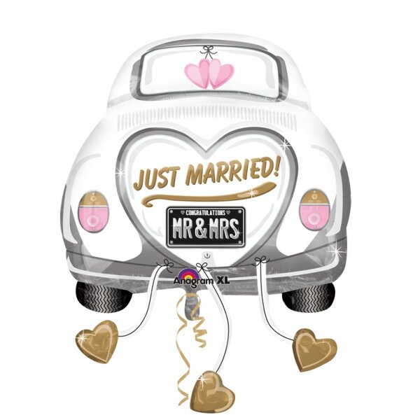 Jumbo Folienballon Just Married Hochzeitsauto 58 x 79cm