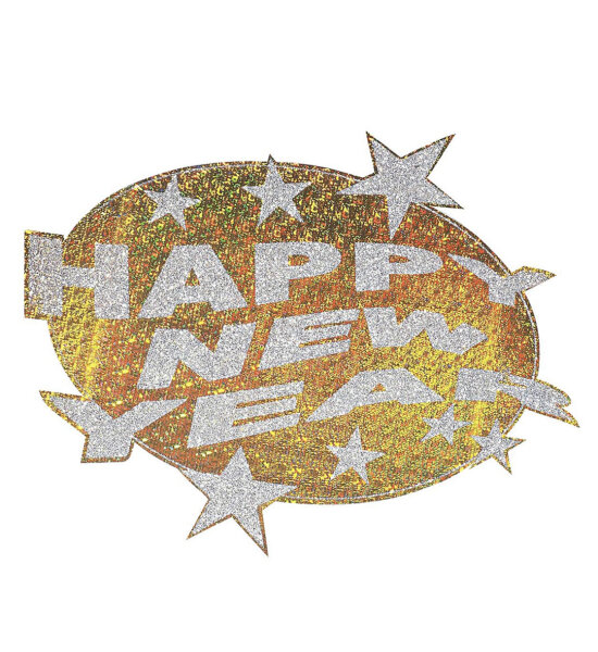 Silvester Deko Happy new year holographisch gold/silber