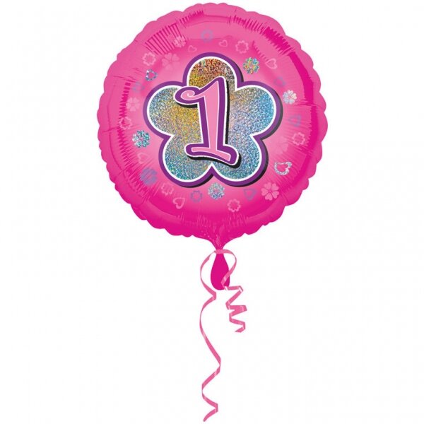 Folienballons Zahlenballons pinke Blumen 1 bis 9