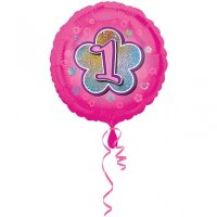 Folienballons Zahlenballons pinke Blumen 1 bis 9