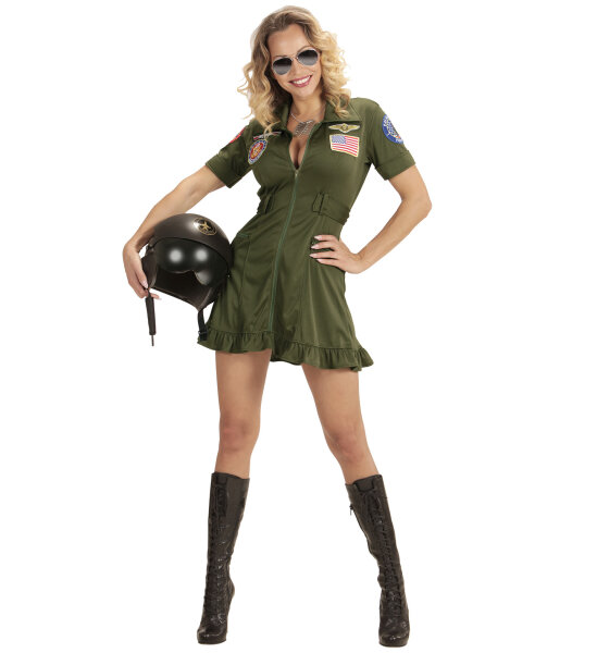 Sexy Kampfjet Pilotin Kostüm für Damen als Kleid