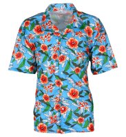 Hawaiihemd blau mit traditionellen Motiven